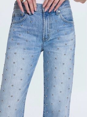 PISTOLA LEXI MID RISE BOWED STRAIGHT STUDDED JEAN - ARIES - Size 31